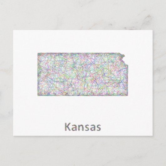 Kansas-Karte Postkarte (Vorderseite)