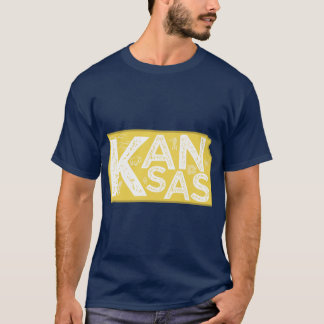 Kansas-Kartentypografie Gold T-Shirt