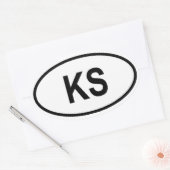 Kansas "KS" Ovaler Aufkleber (Umschlag)