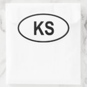 Kansas "KS" Ovaler Aufkleber (Tasche)