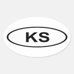 Kansas "KS" Ovaler Aufkleber