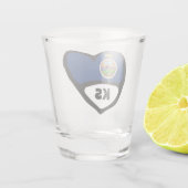 Kansas, KS Staatsflagge im Herz-Shot-Glas Schnapsglas (Rückseite)