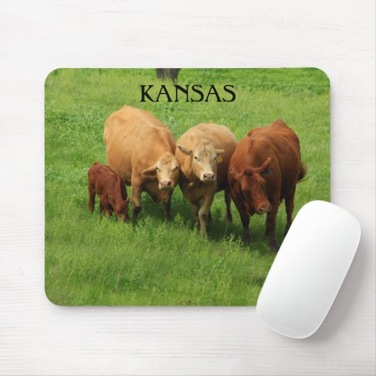 Kansas Kuh ist in einer grünen Weide Maus Pad Mousepad (Mit Mouse)