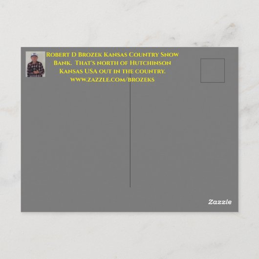 KANSAS LAND SNOW BANK POST CARD. POSTKARTE (Rückseite)