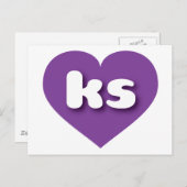 Kansas lila Herz - I Liebe Postkarte (Vorne/Hinten)