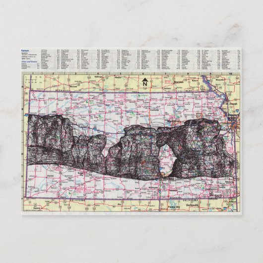 Kansas Map Art Postkarte (Vorderseite)