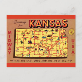 Kansas Map Postcard Postkarte