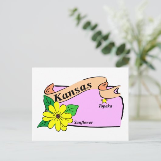 Kansas Map Postkarte (Stehend Vorderseite)