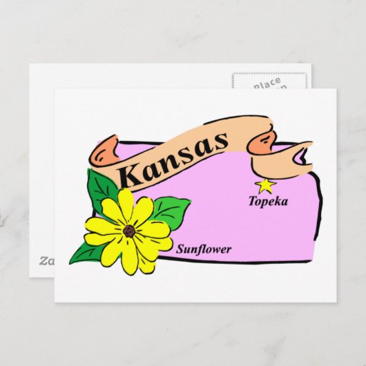 Kansas Map Postkarte (Vorne/Hinten)