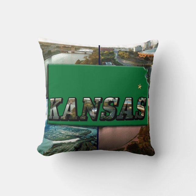 Kansas Map und Fotos Kissen (Vorderseite)