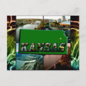 Kansas Map und Fotos Postkarte (Vorderseite)