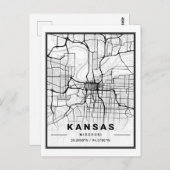 Kansas Missouri USA Travel City Map Postkarte (Vorne/Hinten)