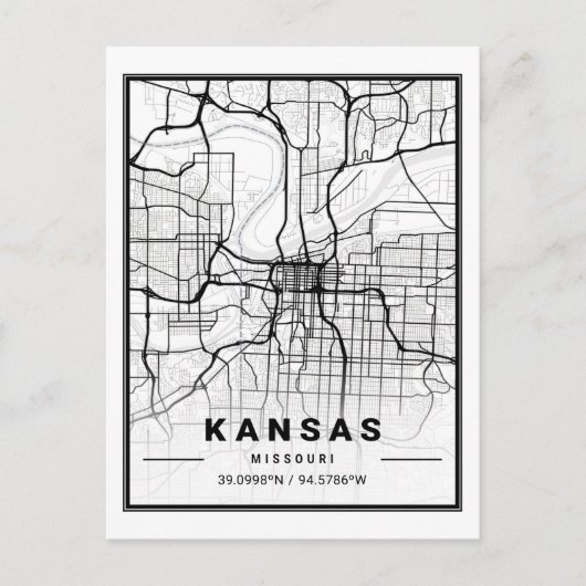 Kansas Missouri USA Travel City Map Postkarte (Vorderseite)