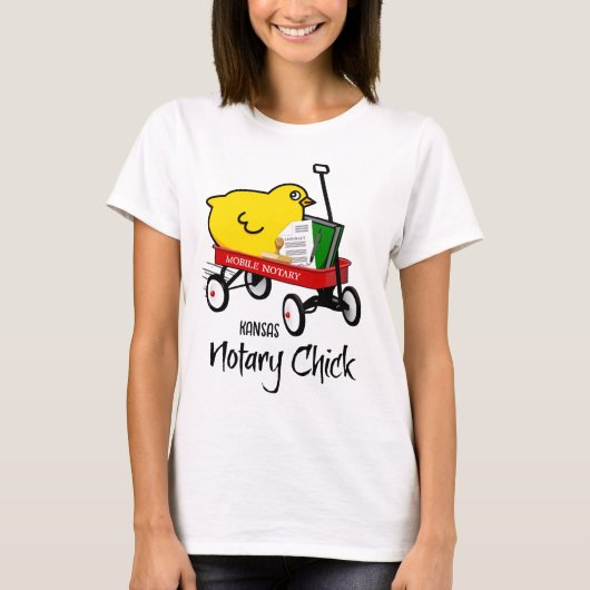 Kansas Mobile Notary Chick Red Wagon T-Shirt (Vorderseite)