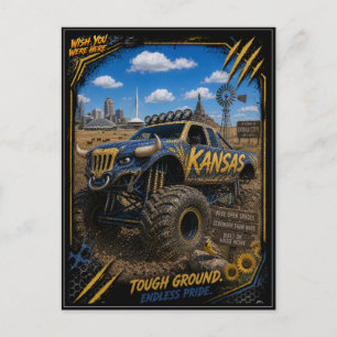 Kansas Monster Truck Gelände Kunst Postkarte