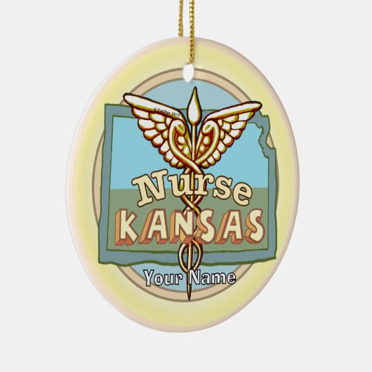 Kansas Nurse Caduceus Keramik Ornament (Rechts)