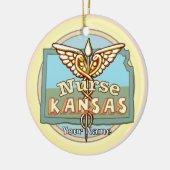 Kansas Nurse Caduceus Keramik Ornament (Links)