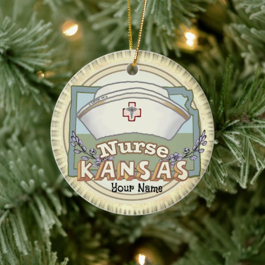 Kansas Nurse Keramik Ornament (Baum)