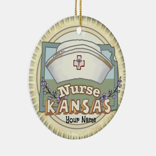 Kansas Nurse Keramik Ornament (Rechts)