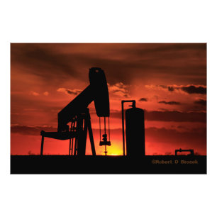 Kansas Öl Brunnen Pump Silhouette Foto/Poster Fotodruck