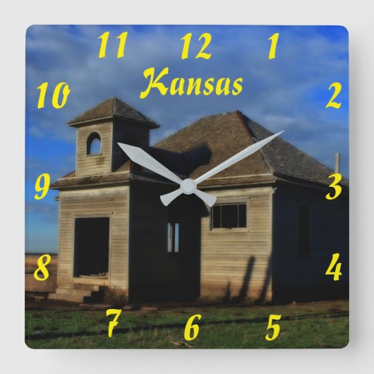 Kansas Old School Wall Clock Quadratische Wanduhr (Vorderseite)