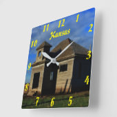 Kansas Old School Wall Clock Quadratische Wanduhr (Winkel)