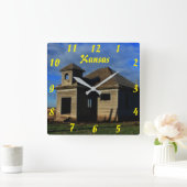 Kansas Old School Wall Clock Quadratische Wanduhr (Zuhause)