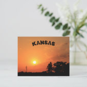 Kansas Orange Sunset mit Power Linien Postkarte (Stehend Vorderseite)