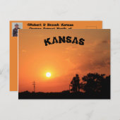 Kansas Orange Sunset mit Power Linien Postkarte (Vorne/Hinten)