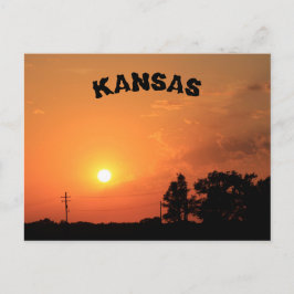 Kansas Orange Sunset mit Power Linien Postkarte