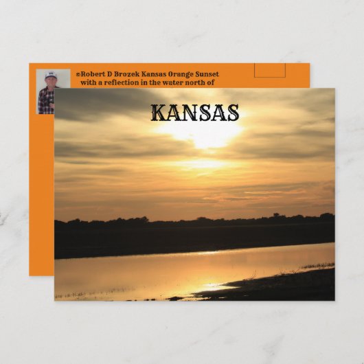 Kansas Orange Sunset w Reflektionskarte Postkarte (Vorne/Hinten)