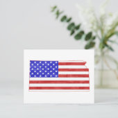 Kansas Patriotischer Staat Shaped American Flag Postkarte (Stehend Vorderseite)