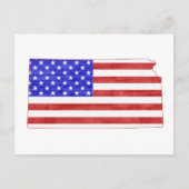 Kansas Patriotischer Staat Shaped American Flag Postkarte (Vorderseite)