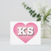 Kansas Pink Fade Heart - I Liebe KS Postkarte (Stehend Vorderseite)