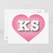 Kansas Pink Fade Heart - I Liebe KS Postkarte (Vorne/Hinten)