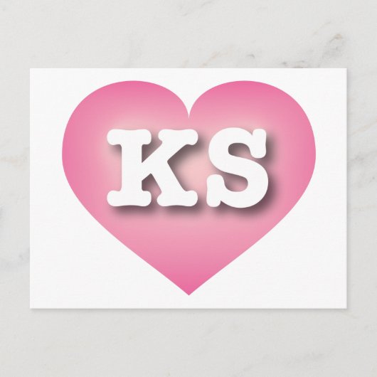 Kansas Pink Fade Heart - I Liebe KS Postkarte (Vorderseite)