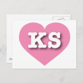 Kansas Pink Heart - I Liebe KS Postkarte (Vorne/Hinten)