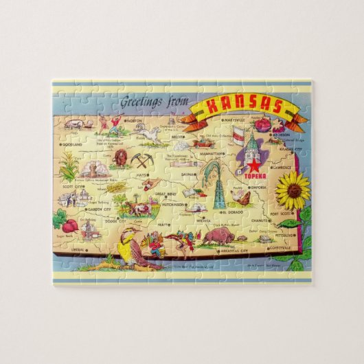 Kansas Postcard Karte Jigsaw Puzzle (Horizontal)