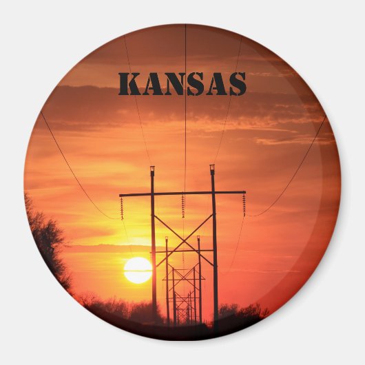 Kansas Power Line Sunset Closeup Magnet (Vorne)