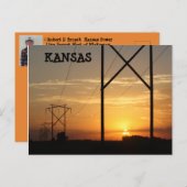 Kansas Power Line Sunset Silhouette Postkarte (Vorne/Hinten)