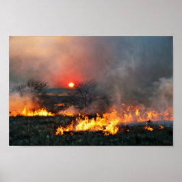 Kansas Prairie Burn bei Sunset Poster