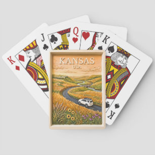 Kansas Prairie-Roadtrip - Vintage-Reise-Landschaft Spielkarten