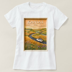 Kansas Prairie-Roadtrip - Vintage-Reise-Landschaft T-Shirt