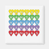 Kansas Pride Farbige State Pride Herz Design Magnet (Vorne)
