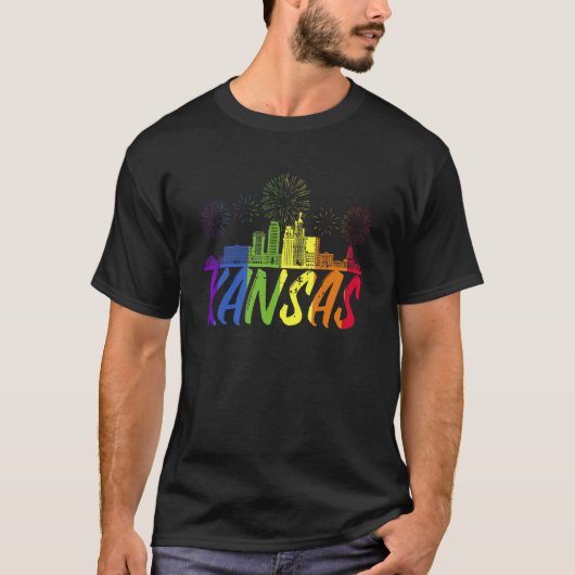 Kansas Pride Skyline Pride Parade Kansas T-Shirt (Vorderseite)