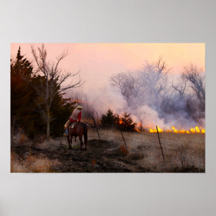 Kansas-Rancher beim Beobachten eines kontrollierte Poster