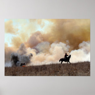 Kansas Rancher Starten eines kontrollierten Prärie Poster