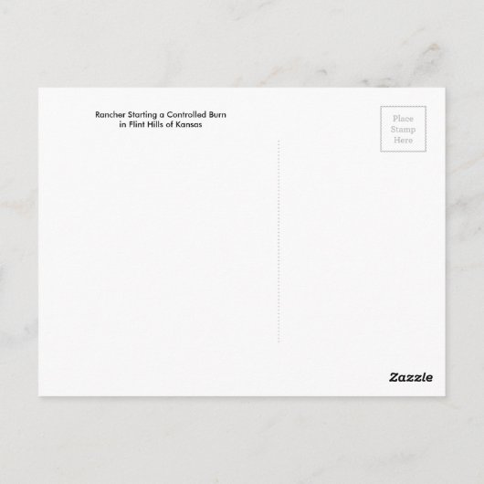 Kansas Rancher startet eine kontrollierte Verbrenn Postkarte (Rückseite)