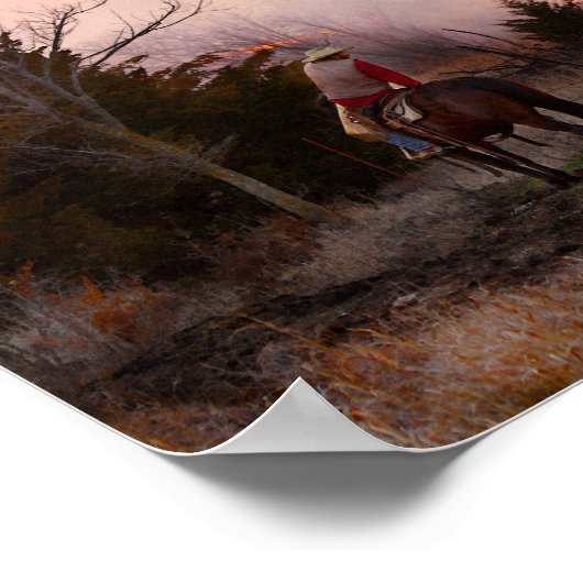 Kansas Rancher Watching a Controlled Prairie Burn Poster (Ecke)