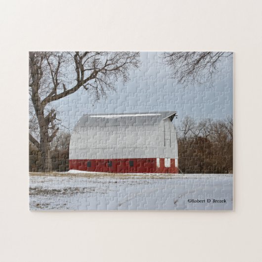 Kansas Red Barn and Snow Puzzle (Horizontal)